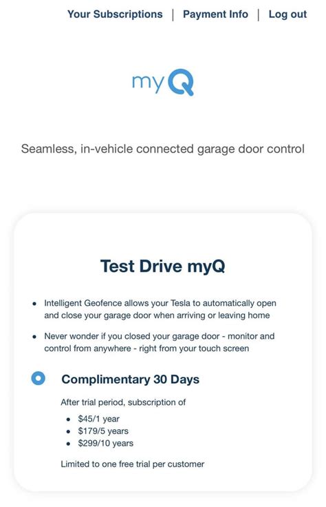 myq tesla subscription|MyQ Tesla Subscription Cost : r/TeslaModelY